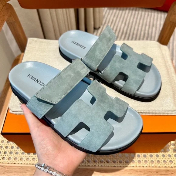 Hermès Blue Chypre Sandals - Picture 6 of 12